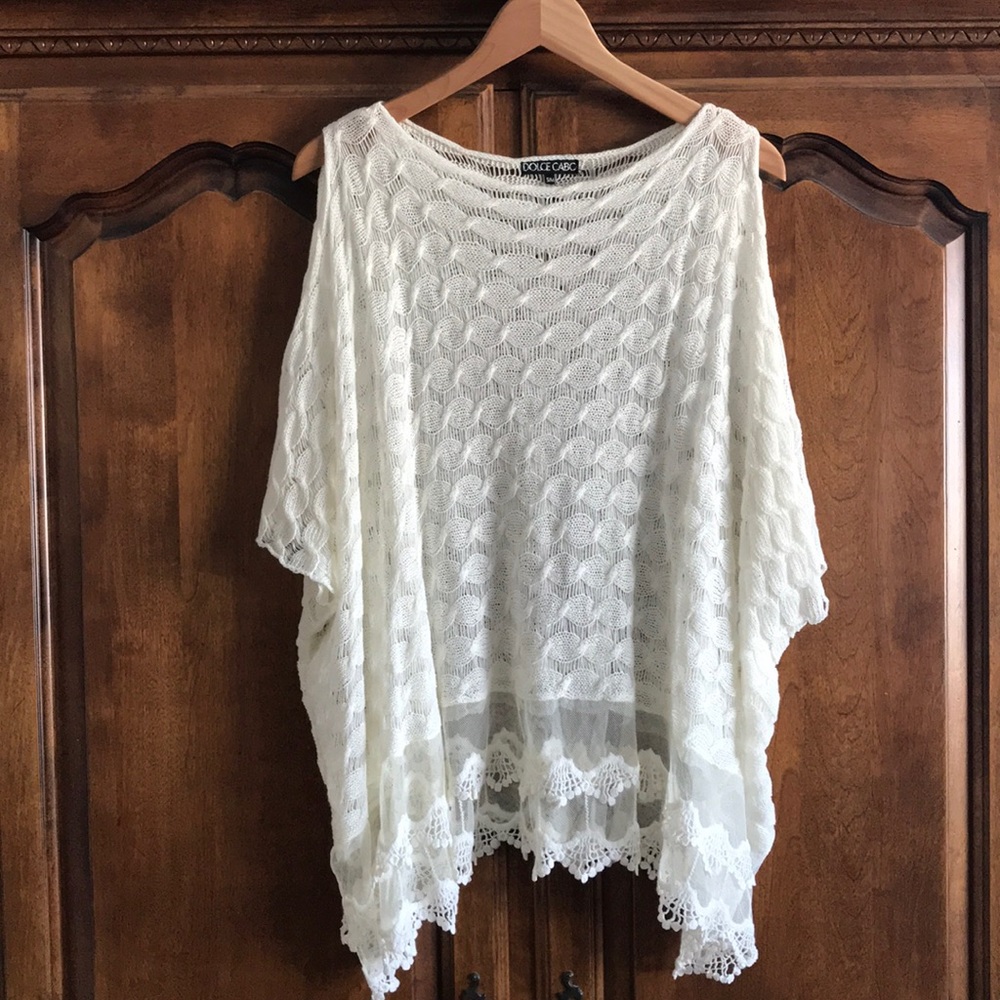 DOLCE CABO Crochet Knit Mesh Detail Sweater